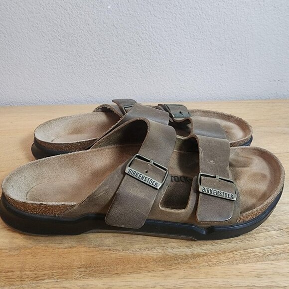 Birkenstock Sandals Mens Size 9 Brown Leather Two Strap Slide Shoes Germany main image 10